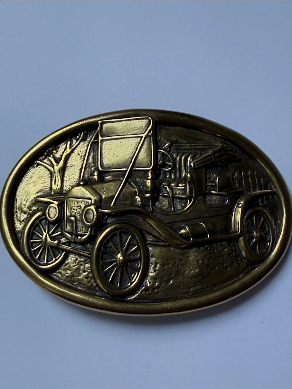 Vintage Brass  Oval Vintage Car Belt Buckle or Decor Unisex